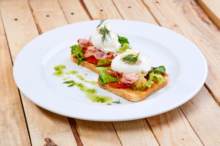 tasty breakfast in the cafeの写真素材