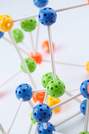 Molecular Structure on the whiteの写真素材