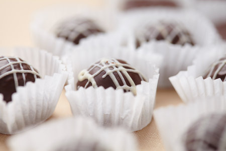 chocolate sweets on the tableの写真素材