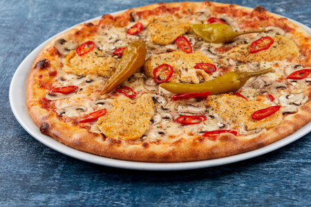 Italian pizza on the white plateの写真素材