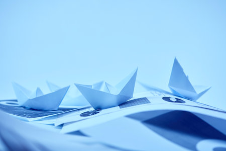 paper boats on the documentsの写真素材