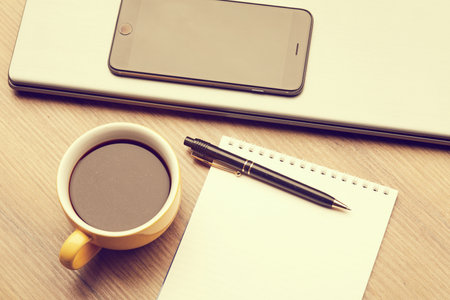 business concept - notebook in the officeの写真素材