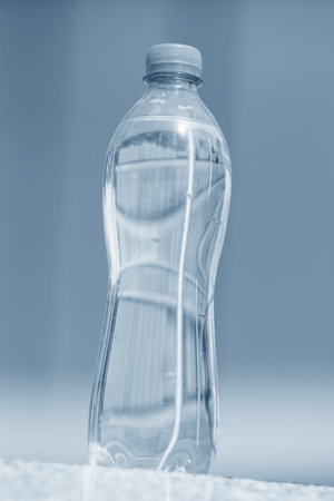 bottle of water, blue tonesの写真素材
