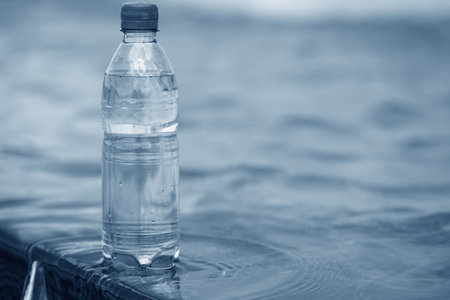 bottle of water, blue tonesの写真素材