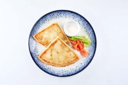 tasty pancakes on the plateの写真素材