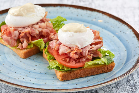 poached egg on the toastの写真素材