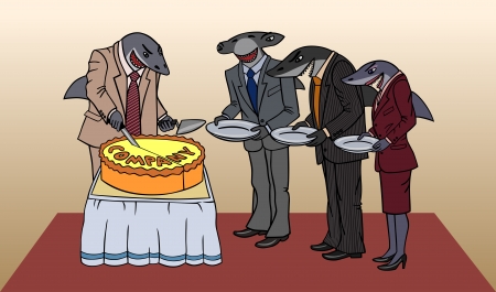cartoon depicts shareholdersのイラスト素材