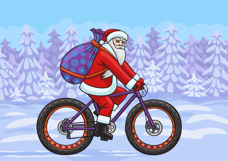 Santa on a  fatbike のイラスト素材