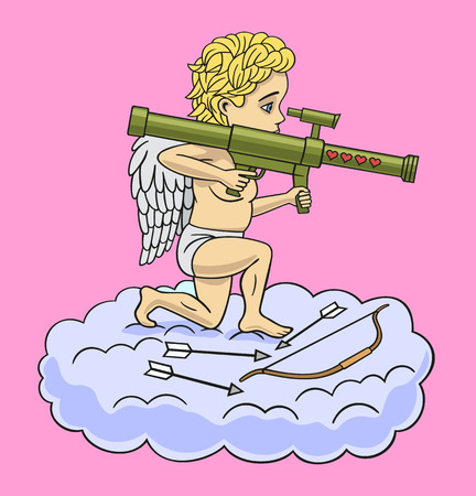 Cupid with a grenade launcher.のイラスト素材