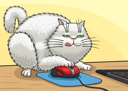 Cat with the computer mouse.のイラスト素材