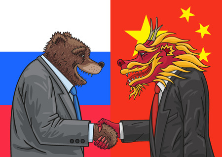 Russian Chinese alliance.のイラスト素材