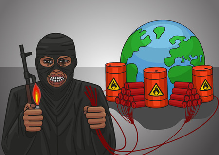 The terrorist threat to blow up the whole world.のイラスト素材