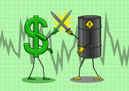 Oil and the dollar fighting for its price.のイラスト素材