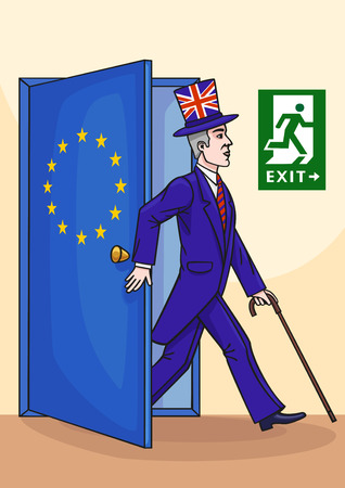 The cartoon shows a British exit from the European Union.のイラスト素材