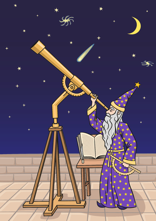 The astronomer at the telescope.のイラスト素材