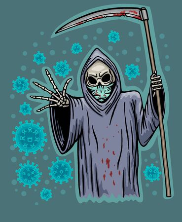 Death sends a deadly virus to people .のイラスト素材
