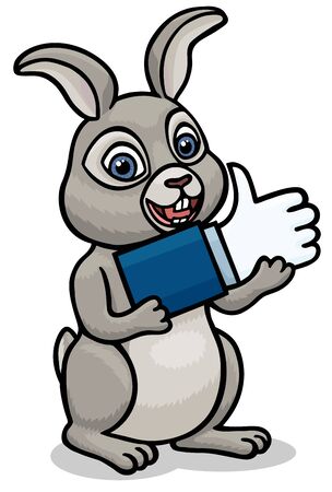 The little rabbit carries a like icon that he will give to the one who liked it.のイラスト素材