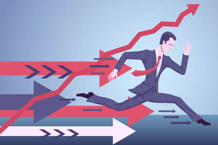 A running businessman expends all his strength to get to his goals.のイラスト素材