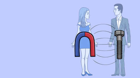 Female sexuality attracts a man as if a magnet attracts an iron bolt.のイラスト素材