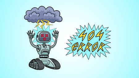 404 error. Template for a web page. A broken robot.のイラスト素材