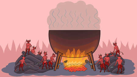 The punishment in religion is burning in hell.のイラスト素材