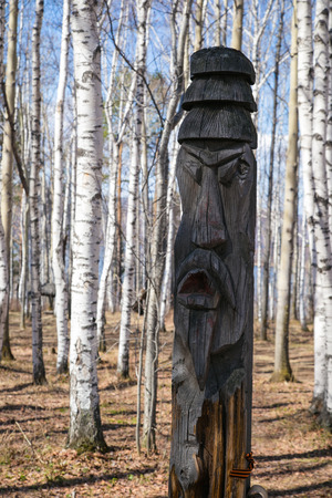 Ancient wooden idol shamanistsの写真素材