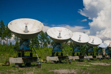 Radio telescope in the mountains in Russia