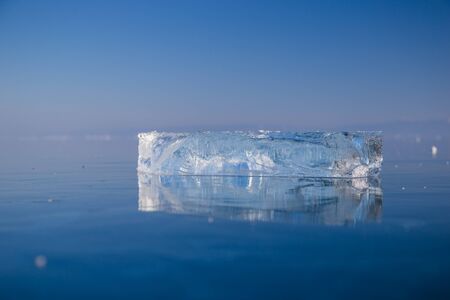 Clean transparent ice of Baikal lake