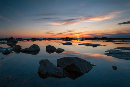 Beautiful sunset on the eastern shore of Lake Baikal. Siberiaの写真素材