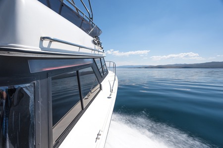 High-speed boat on the lakeの写真素材
