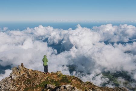 Climbing Pico volcano on the Azoresの写真素材