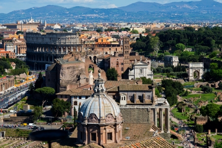Panoramic view of ancient Roman ruinsの写真素材