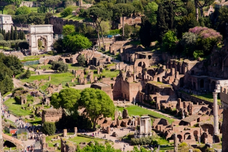 Panoramic view of ancient Roman ruinsの写真素材