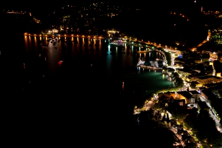 Panoramic view of the Garda Lake from the top of the hillの写真素材