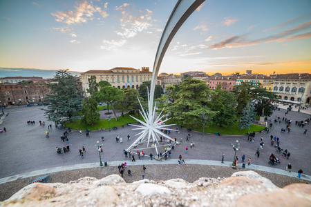 View from the Arena of Verona Piazza Bra - Veronaのeditorial素材