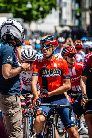Treviso, Italy May 31, 2019: Vincenzo Nibali waiting for the start of the nineteenth stage of the Giro D'Italia 2019.のeditorial素材