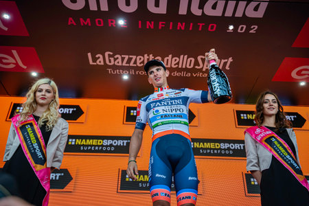 Valdaora, Italy May 30, 2019: Professional cyclist shortly before the start of a stage of the Giro D'Italia 2019.のeditorial素材