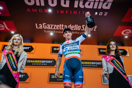 Valdaora, Italy May 30, 2019: Professional cyclist shortly before the start of a stage of the Giro D'Italia 2019.のeditorial素材