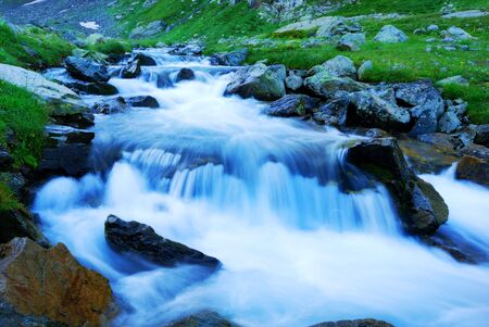 Mountain brook in the Caucasus. Net flow of cold water.の写真素材