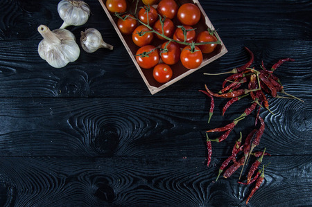 Italian food ingredients on a wooden board