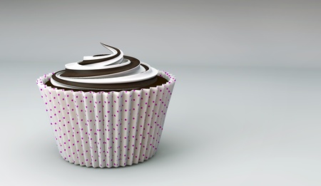 Cupcake in pink dots wrapperの写真素材