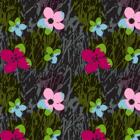 Flowers Seamless Pattern in pop art styleの写真素材