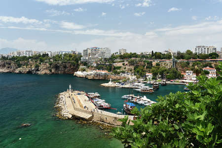 Mediterranean sea, and the coast of Antalya. Old town Kaleici, Yacht Marinaの写真素材