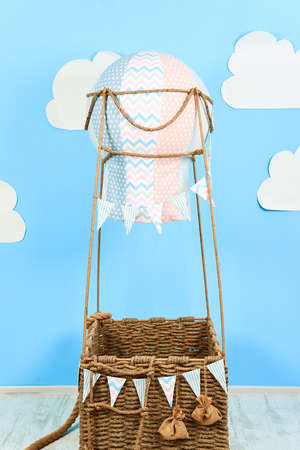 Air balloon at solid color background with copy space.の写真素材