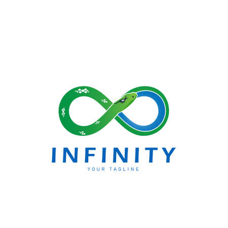 Infinity Snake Serpent Symbol template design for business and company identity Flat Style Vector...
