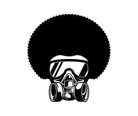 Afro Man with gas mask Design Template Flat Style Design Vector Illustrationのイラスト素材