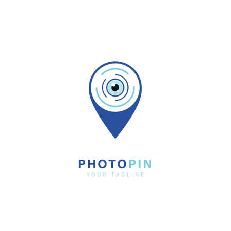 Vector pointer of camera isolated with shadow. Vector sign of location. Pin on mapのイラスト素材