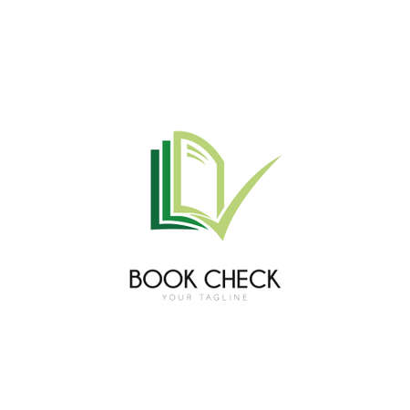 Book Check Logo Design Template. Flat Style Design. Vector Illustrationのイラスト素材
