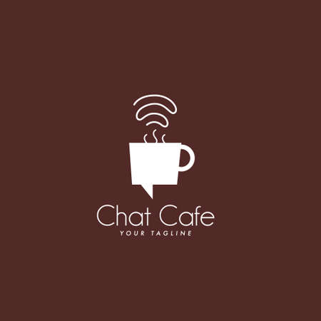 Chat Cafe  Logo Design Symbol Template Flat Style Vectorのイラスト素材
