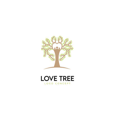 Heart Love Tree People  Design Symbol Template Flat Style Vector Illustrationのイラスト素材